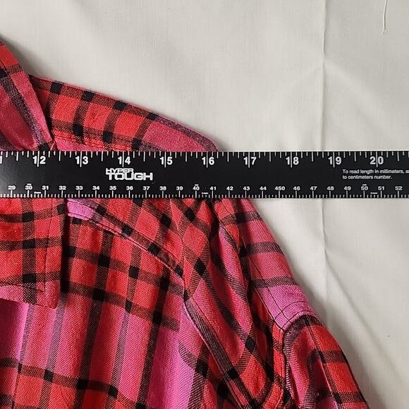 Free People Pacific Dawn Plaid Shirt Womens Size MED Drawstring Waist Snap Front - Picture 7 of 10